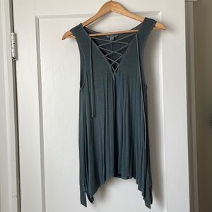 3/$20 🌟 AEO Soft & Sexy gray deep V lace up tank | Medium
